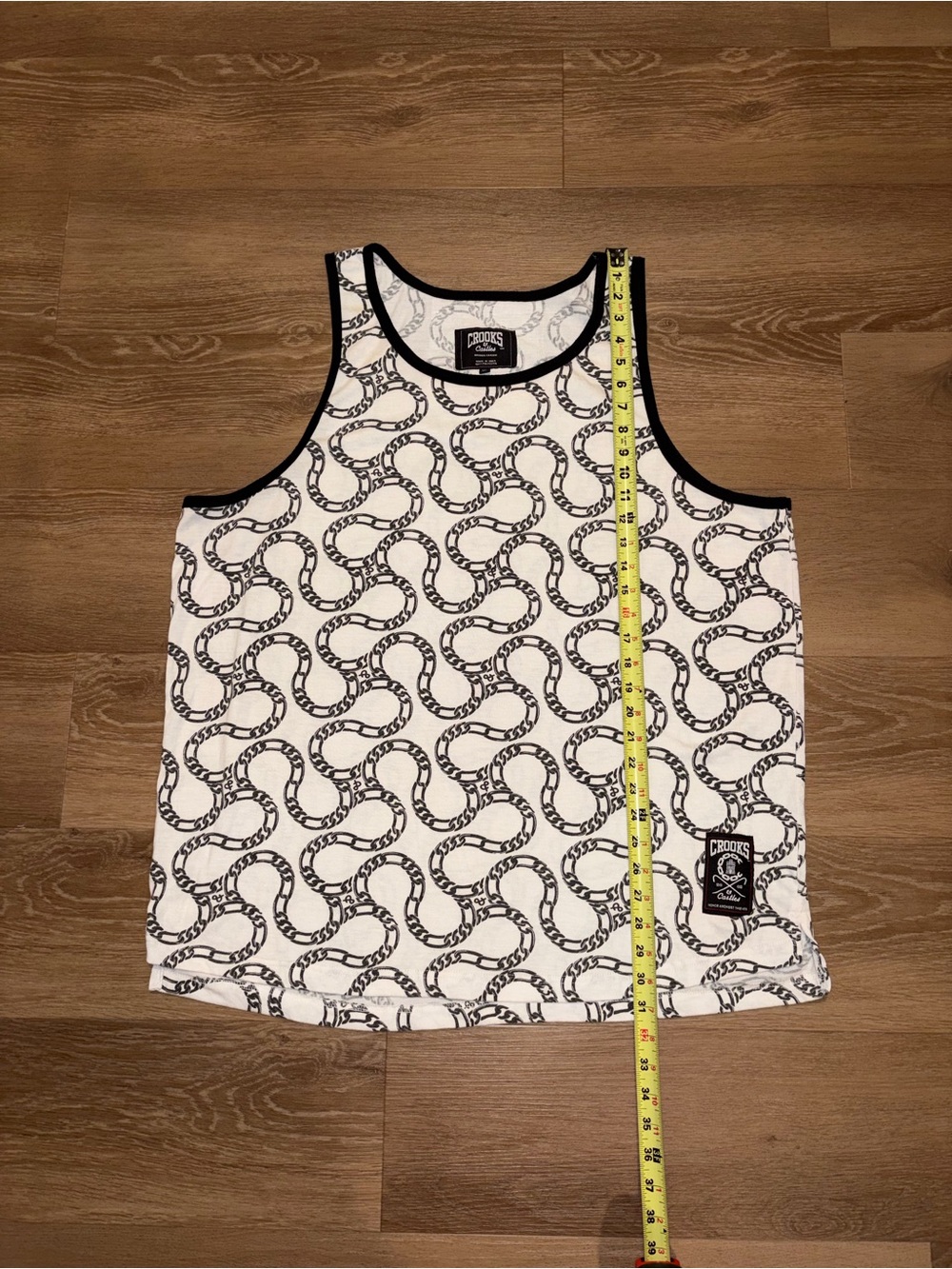 Crooks & Castles Chain Print Tank Top Men’s XL White Black Streetwear Used - Picture 6 of 9